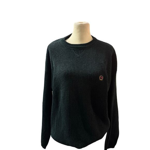 TOMMY HILFIGER 90s Old Flag Tag Long sleeve cotton sweater L Navy knit Men's - Picture 1 of 5